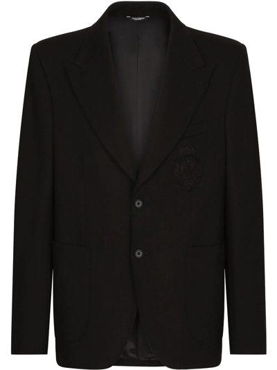 Shop Dolce & Gabbana Heraldic-patch Single-breasted Blazer In Black