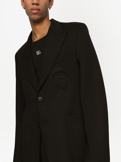 Shop Dolce & Gabbana Heraldic-patch Single-breasted Blazer In Black