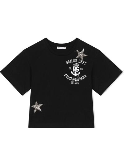 Shop Dolce & Gabbana Star-patch Short-sleeve T-shirt In Schwarz