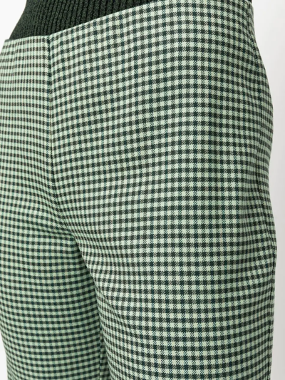 Shop P.a.r.o.s.h Houndstooth Flared Trousers In Green
