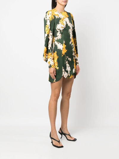 Shop Del Core Floral-print Scallop-hem Mini Dress In Grün