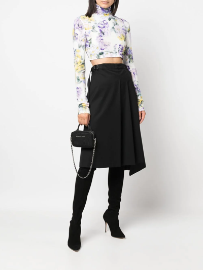 Shop Off-white Floral-print Cropped Top In Weiss