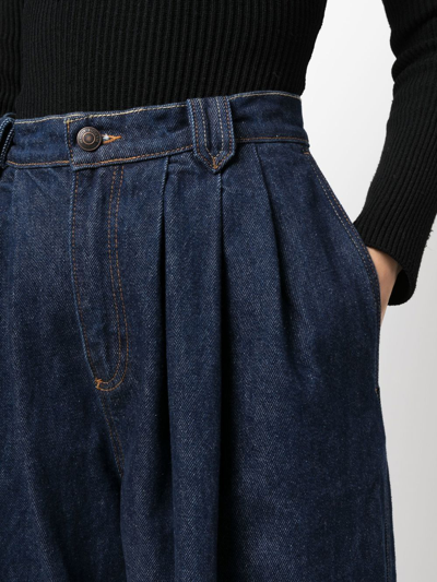 Shop Magda Butrym Pleated Wide-leg Jeans In Blau