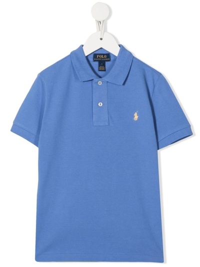 Shop Ralph Lauren Embroidered-logo Polo Shirt In Blau