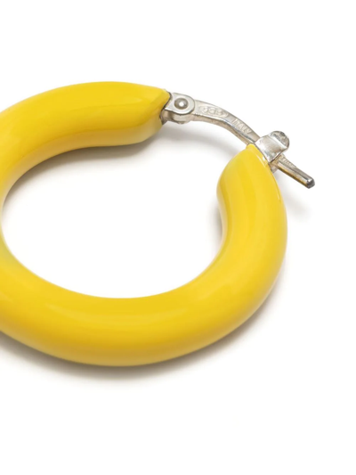 Shop Jil Sander Sculpted Hoop Earrings In Yellow