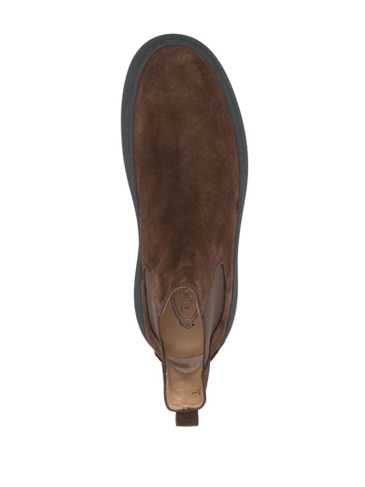Tod's Gommino Suede Chelsea Boots In Brown