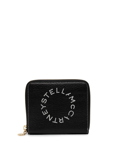 Shop Stella Mccartney Logo-print Zip-around Wallet In Black