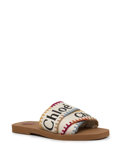 Shop Chloé Woody Logo Strap Sandals In Braun