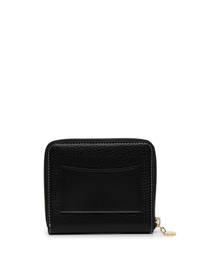 Shop Stella Mccartney Logo-print Zip-around Wallet In Black