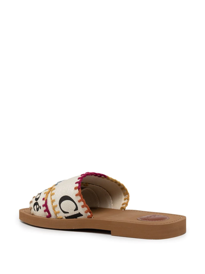 Shop Chloé Woody Logo Strap Sandals In Braun