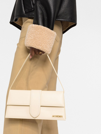 Shop Jacquemus Le Bambino Long Shoulder Bag In Neutrals