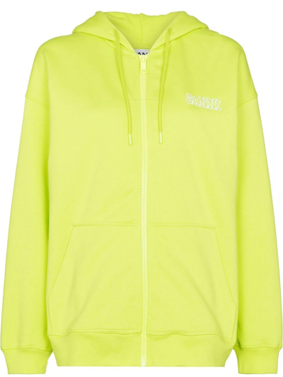 Ganni Software Isoli Zipped Hoodie In Grün