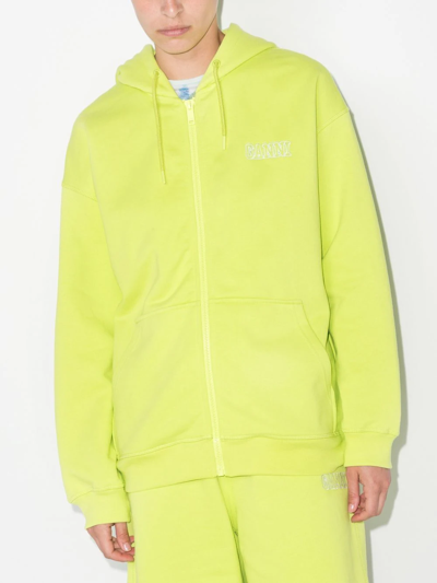 Ganni Software Isoli Zipped Hoodie In Grün