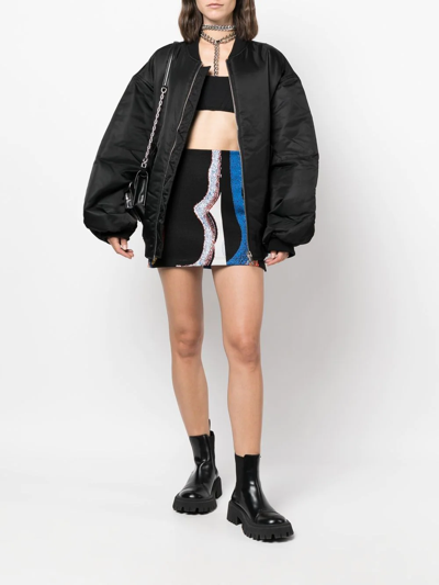 Ambush Women's Abstract-print Canvas Miniskirt In Schwarz