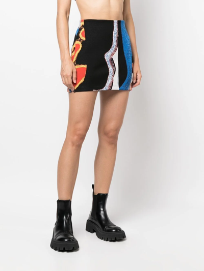 Ambush Women's Abstract-print Canvas Miniskirt In Schwarz