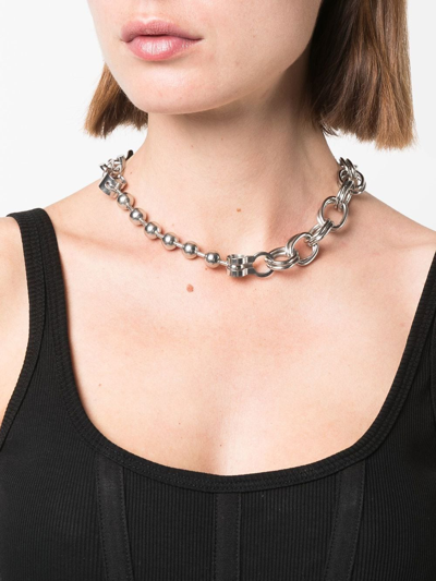 Shop Heron Preston Mixed Link Chain Necklace In Silver