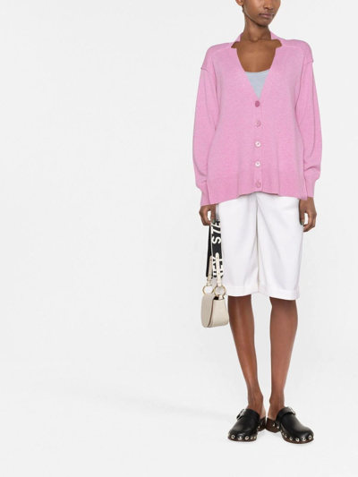 Shop Stella Mccartney Notched-detail Oversized Cardigan In Pink