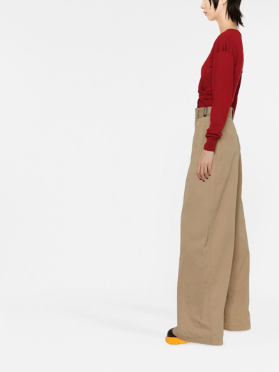 Shop Stella Mccartney Twist-detail Wool Top In Red
