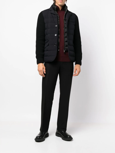 Moorer Button-up Padded Down Jacket In Blau
