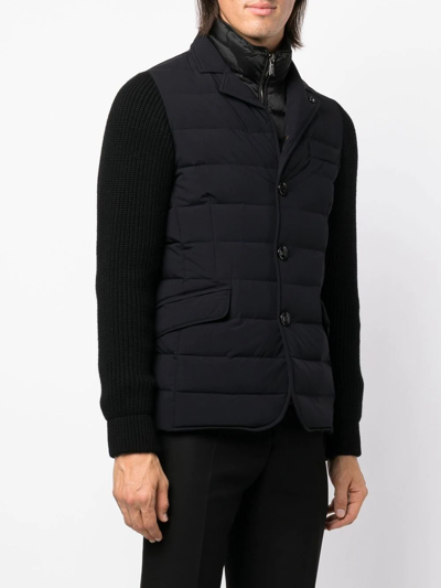 Shop Moorer Button-up Padded Down Jacket In Blau