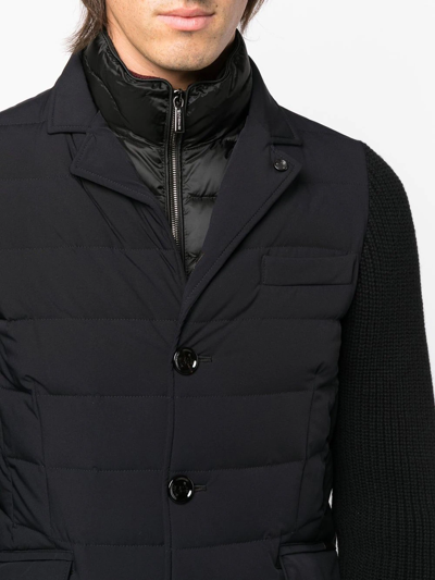 Moorer Button-up Padded Down Jacket In Blau