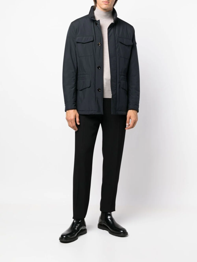 Moorer Button-fastening Long-sleeve Jacket In Blau