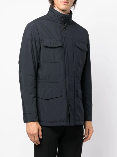 Moorer Button-fastening Long-sleeve Jacket In Blau