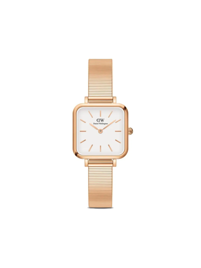 Daniel Wellington Women's Quadro Studio 23k Rose Gold Pvd Plated Stainless Steel Watch 22 X 22mm In Weiss