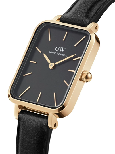 Daniel Wellington Women's Quadro Sheffield Black Leather Watch 20 X 26mm In Schwarz