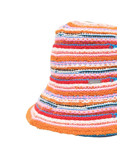Dsquared2 Striped Knited Hat In Orange