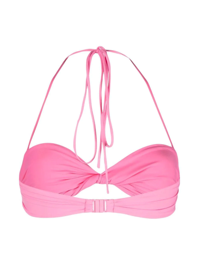 Shop Magda Butrym Ruched Bikini Top In Rosa
