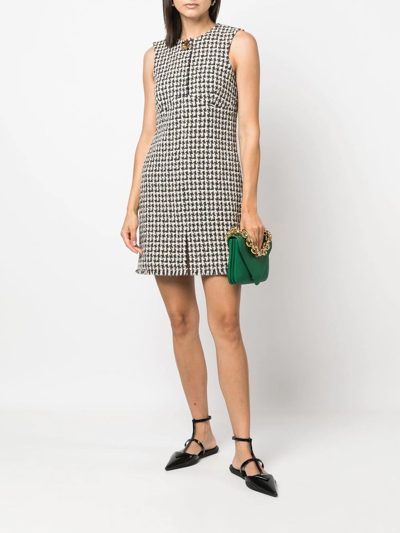 Lanvin Houndstooth-pattern Wool Shift Dress In Nude