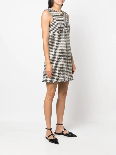 Lanvin Houndstooth-pattern Wool Shift Dress In Nude