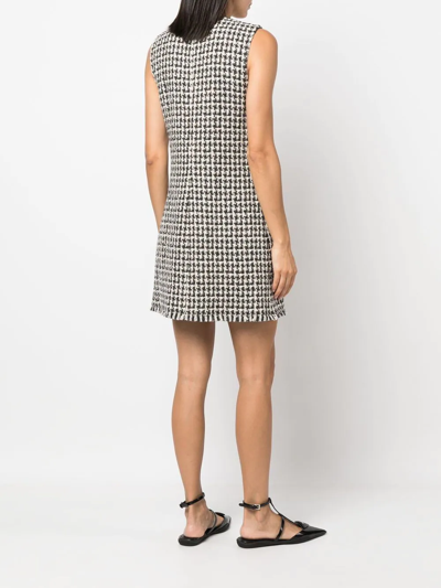 Lanvin Houndstooth-pattern Wool Shift Dress In Nude