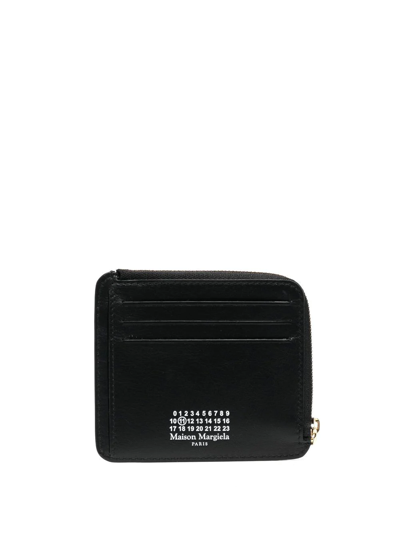 Shop Maison Margiela Four-stitch Leather Keychain Wallet In Schwarz