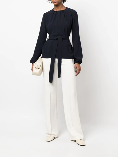P.a.r.o.s.h Gathered Tie-waist Blouse In Blau