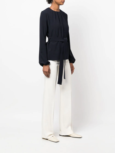 P.a.r.o.s.h Gathered Tie-waist Blouse In Blau