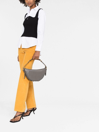 By Far Zip-up Curved Shoulder Bag In Grau