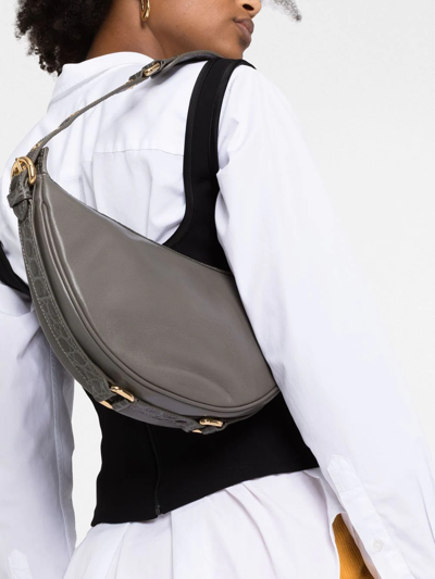 Shop By Far Zip-up Curved Shoulder Bag In Grau