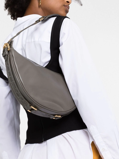 By Far Zip-up Curved Shoulder Bag In Grau