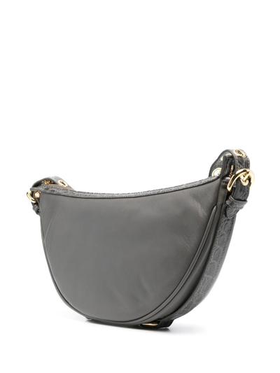 Shop By Far Zip-up Curved Shoulder Bag In Grau