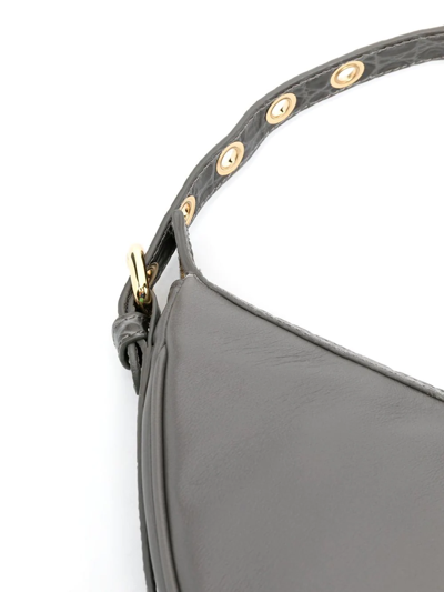 Shop By Far Zip-up Curved Shoulder Bag In Grau