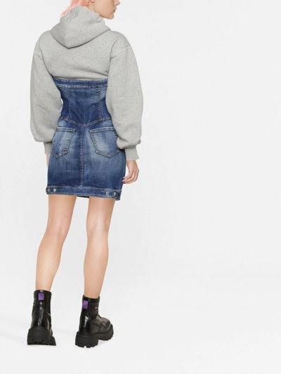 Dsquared2 Logo-print Panelled Hoodie Dress In Blau
