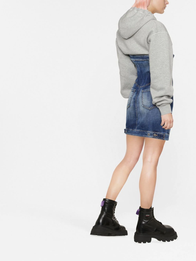 Dsquared2 Logo-print Panelled Hoodie Dress In Blau