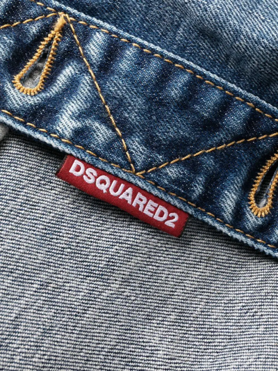 Dsquared2 Logo-print Panelled Hoodie Dress In Blau