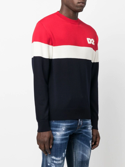 DSQUARED2 COLOUR-BLOCK WOOL JUMPER 