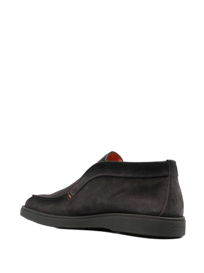 Shop Santoni Slip-on Suede Boots In Grau