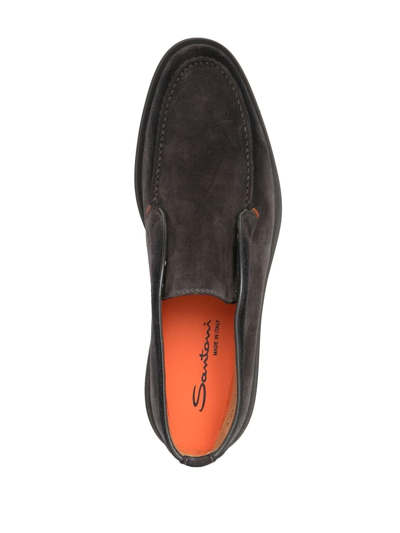 Shop Santoni Slip-on Suede Boots In Grau