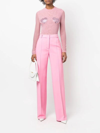 Shop Blumarine Straight High-waist Trousers In Rosa