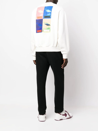 Heron Preston White Multicensored Sweatshirt In Jersey With Contrast Print On Front And Back And Logo Patch On The In Weiss